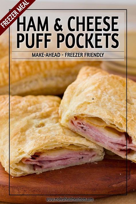 Deli Meat Recipes, Best Freezer Meals, Homemade Ham, Freezer Dinners, Cheese Puff, Cheese Puff Pastry, Ham And Cheese Sandwich, Meat Appetizers, Hot Pockets