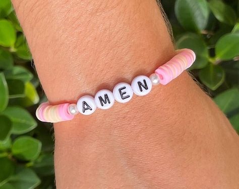 JesusGems - Etsy Christian Jewelry For Women, Heishi Bead Bracelet, Cute Friendship Bracelets, Faith Bracelet, Preppy Bracelets, Christian Bracelets, Christian Gifts For Women, Clay Bracelet, Diy Bracelet Designs