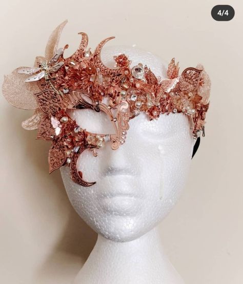 **Please note: this mask is made on a to-order basis and requires approx 6 weeks.** Take a flight of fancy in a fantasy forest. Add some sparkle and shine to dark and mysterious nights. A laser-cut metal lace mask overlaid with 3D metal embellishments of bees, butterflies, a large dragonfly, crescent moons, leaves, and flowers, and decorated with glass beads, faux pearls, and acrylic faceted gems for added dimension and glamour. Holds on with elastic. Shipping within Canada and USA will include Iridescent Masquerade Mask, Half Mask Design, Half Face Masquerade Mask, Masquerade Half Mask, Masquarade Mask, Mirror Mask, Phantom Mask, Glass Mask, Black Tiara