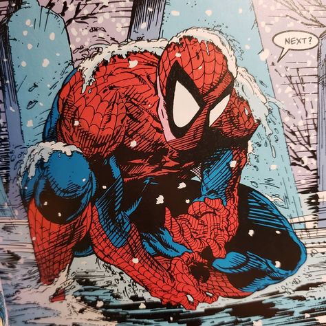 Spider-Man by Todd McFarlane * Spidey playing in the snow! #spiderman #winteroutfit #cold #comics #mcfarlane #mcu Todd Mcfarlane Spiderman, Spiderman Banner, Spiderman Christmas, Grunge Pictures, Todd Mcfarlane, Comic Book Art Style, Playing In The Snow, Marvel Characters Art, Spiderman Artwork