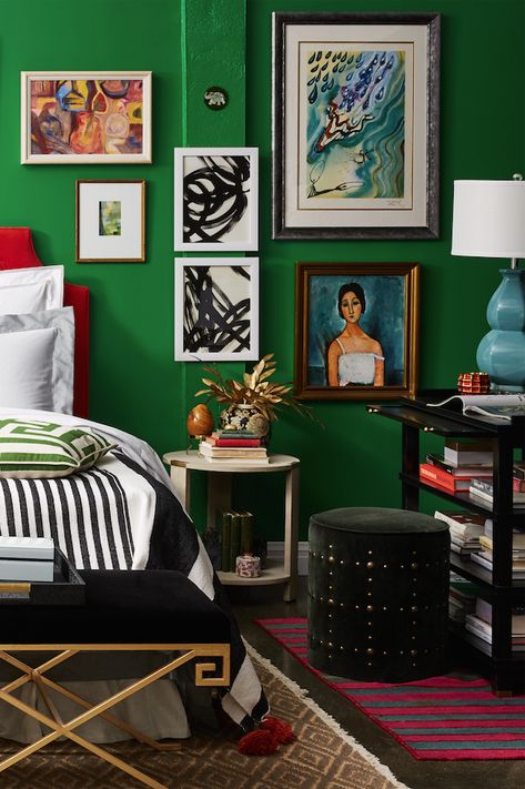 1000+ images about Bedroom on Pinterest | Green Bedrooms, Emerald ... Green Bedroom Walls, Glam Bedroom, Luxury Duvet Covers, Bedroom Wall Paint, Green Bedroom, Eclectic Bedroom, Green Walls, Green Interiors, Green Rooms