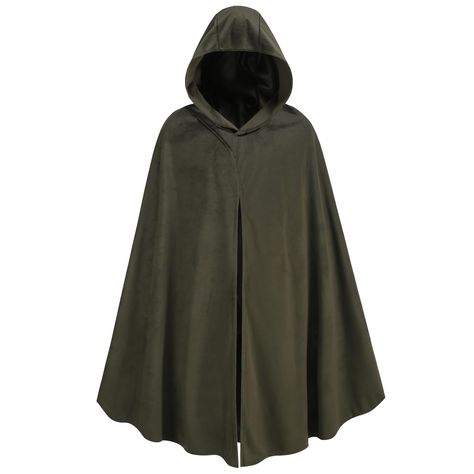 PRICES MAY VARY. Material: Lightweight high quality velvet,very comfortable and soft. Design: The style is simple and elegant, with classic colors. It is easy to wear and durable. Length: 130cm /51.2 inches (length measured from collar to hem) Renaissance Hooded Cloak is the best choice for Renaissance holiday clothing, providing you with a comfortable wearing experience. This is also suitable as a gift for your family and friends. Occasion: Perfect for renaissance faire, cosplay, dress up, medi Cloak Medieval, Hobbit Costume, Cloak With Hood, Velvet Cloak, Medieval Cloak, Cape With Hood, Holiday Clothing, Black Cape, Hooded Cape