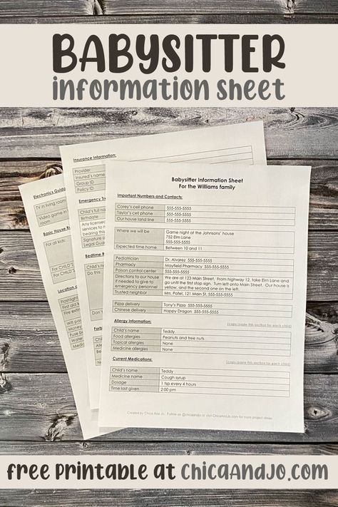 babysitter information sheet Babysitter Notes Printable Free, Babysitter Information Sheet Free, Babysitting Paperwork, Babysitter Binder, Babysitter Guide, Babysitter Information Sheet, Babysitter Printable, Babysitting Tips, Babysitting Flyers