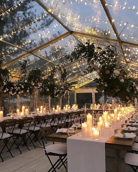 Wedding Lighting Ideas for Rustic Country Wedding Reception #weddings #weddingideas #wedding #himisspuff #country #lighting String Lights Outdoor Wedding, Hiasan Perkahwinan, Wedding Reception Lighting, Clear Tent, Rustic Wedding Decorations, Winter Wedding Decorations, Stella York, Have Inspiration, Outdoor Tent