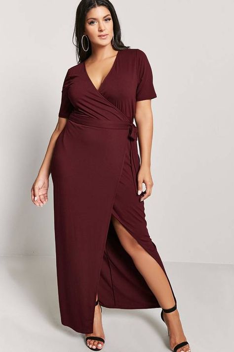 FOREVER 21+ Plus Size Maxi Wrap Dress #plussize #fashionaddict #trends #fashion #trendsetter #affilatelink Plus Size Elegant, Ever Pretty, Chiffon Material, Satin Maxi, Lace Evening Dresses, Satin Maxi Dress, Chiffon Bridesmaid Dress, Chiffon Bridesmaid, Guest Dresses