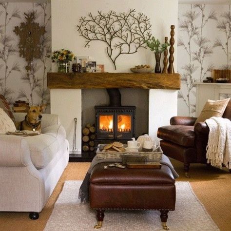 How do I remove this marble fireplace? - Overclockers UK Forums Country Style Living Room Decor, Wooden Mantelpiece, Country Style Living Room, Rustic Farmhouse Living Room, Cottage Living Rooms, Cosy Living Room, Trendy Living Rooms, Design Apartment, Country Living Room