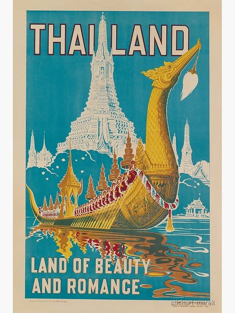 Thailand Poster, Art Romantique, Thailand Tourism, Herman Melville, Romance Travel, Travel Art Print, Retro Graphics, Thai Art, Thailand Travel