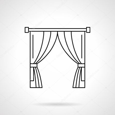 Window With Curtains Drawing, Exam Illustration, Curtain Drawing, Stitch Drawing, Simple Curtains, Formal Dresses With Sleeves, Curtain Clips, Sewing Business, Simple Room