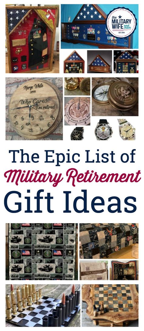 Ultimate guide to military retirement gift ideas that'll have service members feeling appreciated, honored. Funny, unique, personal gifts to forever cherish #militarygiftideas #militarygifts #militaryretirementgifts #militaryretirementgiftideas #servicemembergifts #retirementgiftsformilitary Marine Corps Retirement Gift, Army Retirement Ceremony, Usaf Retirement Party Ideas, Cricut Retirement Gift Ideas, Marine Corps Retirement Party Ideas, Air Force Retirement Party Ideas, Army Retirement Party Ideas, Navy Retirement Party Ideas, Military Retirement Gift Ideas