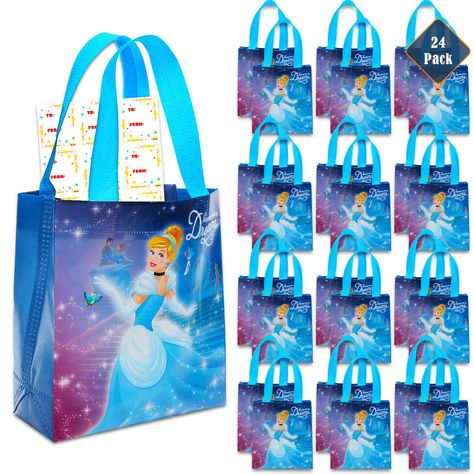 PRICES MAY VARY. Disney Cinderella Party Favor Bags Set – 24 Pack Cinderella Party Goodie Bags for Kids Bulk Reusable Totes (Cinderella Birthday Party Supplies). This Cinderella party favors set includes 24 durable mini reusable tote bags with handles. Each tote bag measures 8" x 7" x 3.25" and features colorful artwork of Cinderella. Sure to delight kids, these Cinderella mini tote bags are great as party favors, party supplies, goodie bag fillers, non-candy Halloween treats, trick or treat goo Cinderella Candy Bags Ideas, Princess Gift Bags, Cinderella Party Favors, Cinderella Sweet 16, Party Goodie Bags, Cinderella Birthday Party, Goodie Bags For Kids, Disney Birthday Party, Bags For Kids