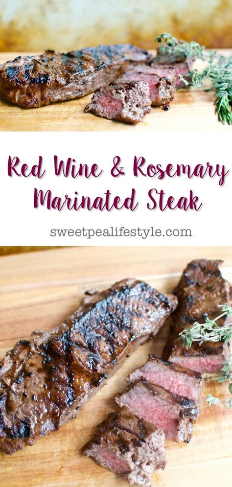 A deliciously simple steak marinade. Red wine, rosemary, and garlic combine to create the most delicious steak marinade you need to make! Steak Marinade Red Wine, Simple Steak Marinade, Rosemary Steak, Wine Steak, Steak Marinade Easy, Balsamic Steak, Grilling The Perfect Steak, Steak Marinade Recipes, Garlic Steak