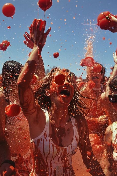 Join the Fun at La Tomatina in Spain 🍅✨ Dive into the world's biggest food fight at La Tomatina in Buñol. Participate in the tomato-throwing madness and enjoy the festival's lively atmosphere. 🌿🇪🇸 #LaTomatina #SpainTravel #CulturalExperience #FestivalTravel La Tomatina Festival, La Tomatina, Traditional Spanish Recipes, Colorful Food, Spain Culture, Festivals Around The World, List Of Activities, Scallops Seared, Cultural Experience