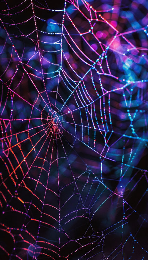 Neon Spider Web Colorful Dark Aesthetic, Purple Witch Background, Colorful Spooky Aesthetic, Dark Purple Halloween Wallpaper, Neon Gothic Aesthetic, Glitch Art Aesthetic, Webs Aesthetic, Dark Esthetics Background Wallpaper, Purple Spider Aesthetic