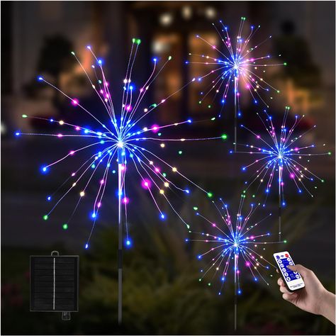 PRICES MAY VARY. 【Starburst & Colorful Solar Decorative Lights】The most distinctive solar garden decorative lights in the market, when night falls, our solar lights like colorful and sparkling fireworks bloom in your garden; Solar lights have 120 bright LED which like colorful fireflies distributed on 30 flexible copper wires, you can easily twist them into the shape like fireworks, flowers, hearts, spheres etc., 【Convenient Remote Control Solar Lights】Garden decor solar lights come with a remot Yard Planters, Outdoor Led Lights, Sparklers Fireworks, Decorative Solar Lights, Colorful Fireworks, Fairy Lights Decor, Solar Garden Lights, Diwali Lights, Solar String Lights Outdoor