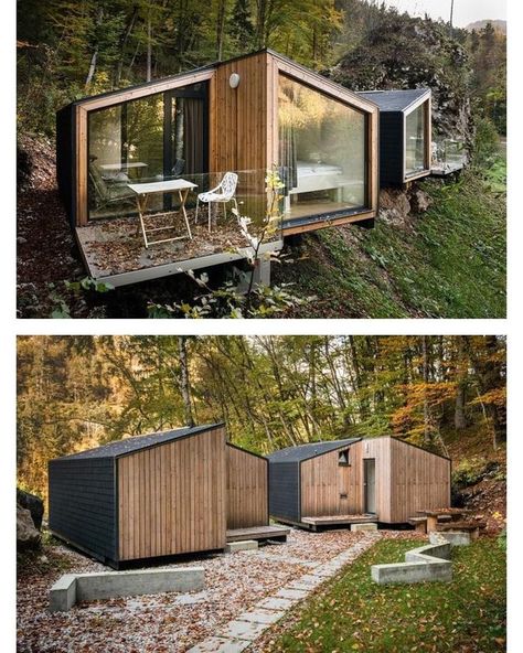 Black Cladding, Container Home Designs, Wohne Im Tiny House, Architecture Decoration, Bled Slovenia, Unique House Design, Timber Cladding, Container House Design, Hus Inspiration