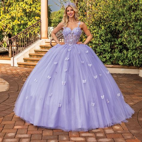 Dancing Queen 1879 Quinceanera Dress Available Colors: Lilac, Sage Available Sizes: Xs-3xl Brand New Style Never Used Xv Dresses Purple, Gown With Corset, Xv Dresses, Promotion Dresses, Quinceñera Dresses, Embellished Fabric, Basque Waist, Mermaid Style Dress, Corset Boning