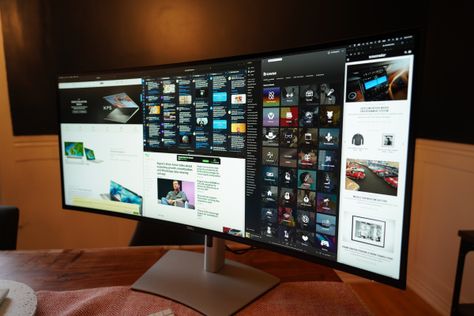 Dell’s kicking off 2021 with a new addition to its monitor lineup that aims to hit a variety of sweet spots. The Dell UltraSharp 40 Curved WUHD monitor offers 39.7″ of screen real estate, with a 5120 x 2160 resolution that matches the pixel density of 4K resolution on a 32-inch conventi… Home Office Command Center, Office Command Center, Curved Monitor, Game Programming, Window Siding, Investing Strategy, Command Center, Built In Speakers, Deck The Halls