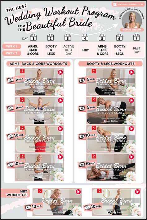 Bridal Exercise Workout Plans, Workouts For Wedding Brides, Wedding Workout Plan Gym, 6 Week Wedding Workout Plan, Bride Workout Plan At Home, Wedding Prep Workout, Wedding Exercise Plan Brides, Wedding Bootcamp Workout, Bride Fitness Plan