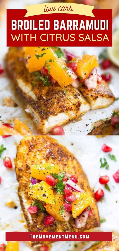 Citrus Salsa, Barramundi Recipes, 4th Of July Food, Paleo Fish Recipes, Paleo Fish, Easy Whole 30 Recipes, Meal Preparation, Summer Recipe, Easy Summer Meals