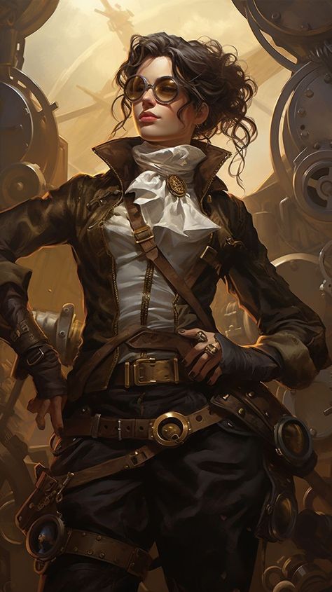 Steampunk Outfit Aesthetic, Steampunk Woman Character Design, Steampunk Inventor Aesthetic, Steampunk Character Design Female, Steampunk Aesthetic Dark, Steam Punk Character Design, Steampunk Character Art, Steampunk Assassin, Steampunk Alchemist