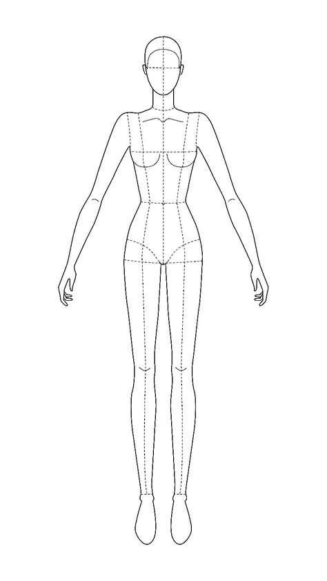 Fashion Model Drawing Blank, Body Template For Fashion Design, Mannequin Template Fashion Design, Fashion Design Figures Body Template, Draw Model Fashion Sketches, Designer Model Sketch, Fashion Sketch Template Figure Drawing, 10 Heads Fashion Illustration, Fashion Figure Templates Front And Back