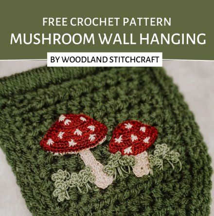 Free Crochet Pattern Mushroom Wall Hanging • Free Crochet Patterns Crochet 2d Mushroom, Mushroom Crochet Square, Mushroom Granny Square Pattern Free, Crochet Wall Hangings Free Patterns, Crochet Mushroom Coaster, Free Crochet Mushroom Pattern, Mushroom Granny Square Pattern, Free Crochet Tapestry Patterns, Crochet Patterns Mushroom