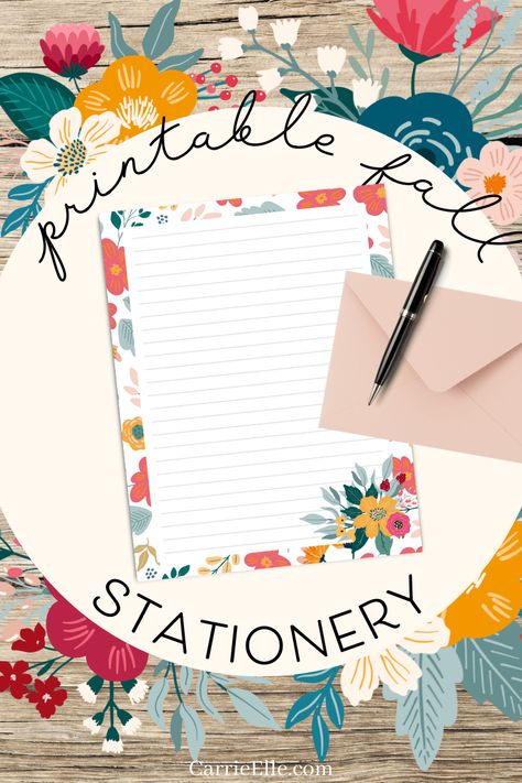 Free Printable Colorful Fall Floral Stationery Stationary Printable Free, Stationery Set Design, Free Printable Stationery Paper, Organizing Printables, Stationary Printable, Stationery Gifts, Free Printables Organization, Free Printable Stationery, Shopping Wishlist