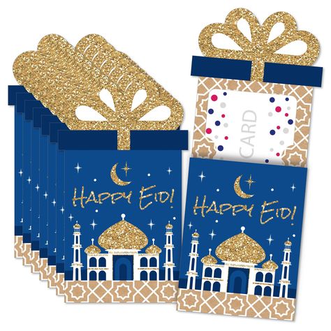 "Ramadan - Eid Mubarak Party Nifty Gifty Card Holders: *Includes 8 Gift Card Holders  *Professionally Printed, Double-Sided on Sturdy Cardstock Paper *Space to Write a Personal Message *Includes 8 High-Quality, White Envelopes  *For Use With Standard-Sized Gift Cards or Cash Take the guesswork out of \"what to give\" your guests of honor when you hand them these Ramadan Nifty Gifty Card Holders filled with money or pre-paid gift cards. Each card holder is professionally printed on heavy-duty car Eid Envelopes, Eid Greeting Cards, Cash Gift Card, Gift Card Holders, Cash Gift, Cowboy Party, Money Cards, Card Sleeves, Idul Fitri