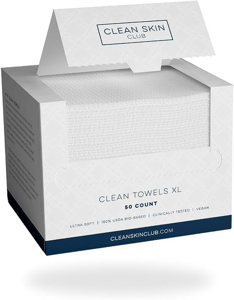 Clean Skin Club Clean Towels, 100% USDA Biobased Dermatologist Approved Face Towel, Disposable Clinically Tested Face Towelette, Facial Washcloth, Makeup Remover Dry Wipes, Ultra Soft, 50 ct, 1 pack : Amazon.co.uk: Beauty Clean Towels, Makeup Remover Wipes, Face Towel, Facial Cleansing, Facial Wash, Dermatology, Clean Skin, Makeup Skin Care, Washing Clothes