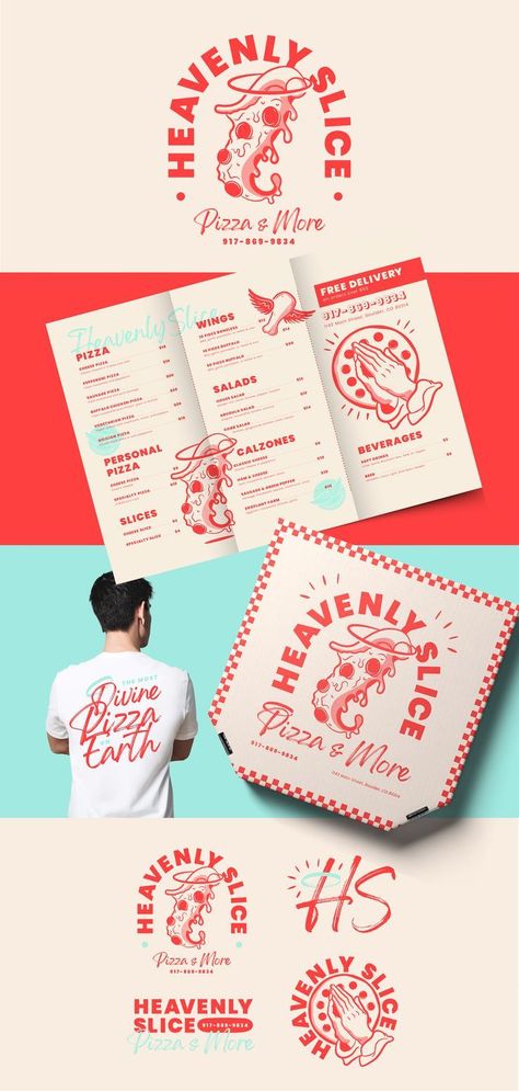 Pizza Menu Design, Menu Logo, Pizza Box Design, Slice Pizza, Pizza Branding, Logos Vintage, Logos Retro, Pizza Logo, Pizza Shop