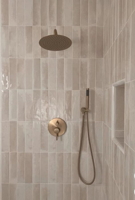 Parents Bathroom, Barn Apartment, Bath Inspiration, Handcrafted Tile, Beige Tile, Master Shower, Feeling Guilty, Bathroom Shower Tile, Inspiring Interiors