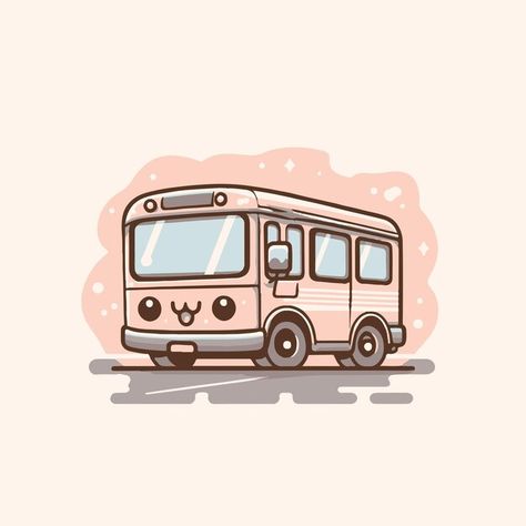 Cute cartoon bus vector illustration iso... | Premium Vector #Freepik #vector #bus #school-bus #buses #minibus Cute Bus Drawing, Bus Sketch Simple, Cute Car Drawing, Bus Doodle, School Bus Illustration, School Bus Cartoon, Bus Sketch, How To Make Sketch, Vector Bus