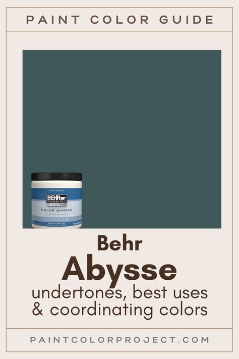 Behr Abysse: a complete color review - The Paint Color Project Green Paint Colors Bedroom, Behr Color Trends, Green Bedroom Paint, Dark Green Paint, Paint Color Guide, Behr Marquee, Behr Colors, Blue Green Paints, Behr Paint Colors