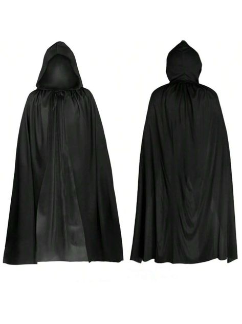 Black  Collar  Polyester   Embellished   Event & Party Supplies Black Cloak, Hooded Cape, Printed Sleeveless Top, Couple Matching, Black Party, Halloween Kostüm, Event Party, Boho Women, Party Accessories