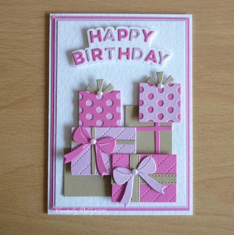 Pink Handmade Cards, Pretty Pink Posh Build A Gift, Craft Aesthetic, Birthday Boxes, Cricut Birthday Cards, Birthday 2023, Stampin Up Birthday Cards, Birthday Card Craft, Pinkfresh Studio