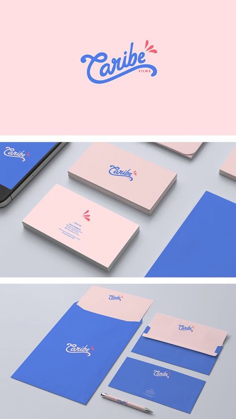 Branding pink and blue Two Word Logo Design Inspiration, Watercolour Logo Design, Print Shop Logo Ideas, Full Branding Design, Branding Design Elements, Creative Logos Ideas, Ethereal Graphic Design, Self Branding Graphic Design, Fun Logos Inspiration