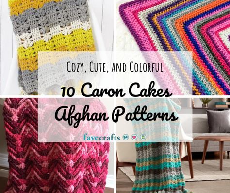 If you've ever longed for a DIY afghan that is equal parts sophisticated, adorable, soft, and gorgeously patterned, all you need is Caron Cakes yarn! Caron Cakes crochet patterns and Caron Cakes knitting patterns are the most spectacular patterns when you're in the market for a new afghan. The stunning variegation in the self-striping yarn creates lovely, gradual color changes across your knit or crochet piece. Whether you're making Caron Cakes blankets as a housewarming gift or as a gift to you Yarn Cakes Crochet Patterns, Crochet Patterns For Self Striping Yarn, Crochet Blanket Dimensions, Free Crochet Blanket Patterns Using Caron Cakes Yarn, Yarn Cake Crochet Patterns, Caron Cake Crochet Patterns Blanket, One Skein Caron Cakes Crochet Patterns, Caron Blossom Cakes Patterns, Caron Cotton Cakes Patterns Crochet