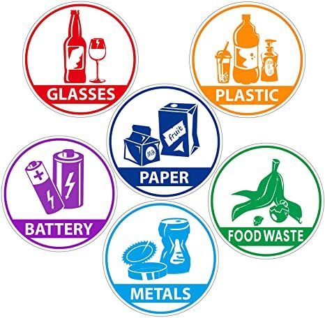 6 Pieces Recycle Sticker Decal for Trash Can, Re-Adjustable Waterproof Bin Labels Paper Metal Plastic Glass Waste Sorting Recycling Sticker Sign for Use in Home and Office Bin Labels, Recycling Sorting, Plastic Signs, Decal Paper, Label Paper, Vinyl Paper, Trash Bins, Recycled Bottles, Plastic Glass