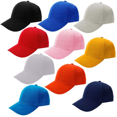 PRICES MAY VARY. 100% Polyester Hook and Loop closure Hand Wash Only New and Improved! Get ready for game night with these trendy baseball caps in assorted vibrant shades. Note that colors may be repeated. Caps are made of 100% polyester. This 10-pack of sporty hats are stylish, fashionable and comfortable for easy everyday wear. Great choice accessories for girls, women, and teens, this sporty headwear will fast become a favorite. One-size fits all, hat features adjustable velcro in back for ad Plain Baseball Caps, Plain Caps, Summer Cap, Fashion Cap, Wholesale Shirts, Baseball Caps Mens, Sports Caps, Sport Hat, Trousers Pants