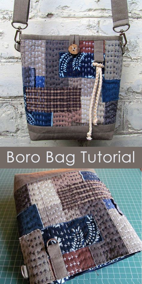 Boro Bag, Origami Japan, Japanese Boro, Boro Stitching, Bags Patterns, Desain Quilling, Japanese Bag, Japanese Quilts, Tote Bags Sewing