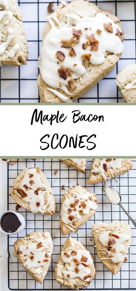 Maple Bacon Scones, Bacon Dessert Recipes, Sweet Scones Recipe, Bacon Scones, Bacon Cake, Bacon Desserts, Maple Bacon Donut, Bacon Cookies, Bacon Muffins