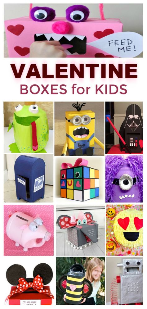 Valentine Boxes For Kids, Star Wars Valentines Box, Unique Valentine Box Ideas, Homemade Valentine Boxes, Box Ideas For Kids, Girls Valentines Boxes, Valentine Box Ideas, Diy Valentines Box, Valentine Boxes For School