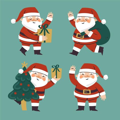 Santa Graphic Design, Santa Illustration Simple, Santa Claus Illustration Cute, Winter Illust, Santa Claus Illustration, Christmas Moodboard, Santa Illustration, Santa Claus Drawing, Santa Hat Png