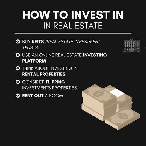 How to invest in in real estate

- buy reits (real estate investment trusts
- use an online real estate investing platform
- think about investing in rental properties
- consider flipping investments properties
-rent out a room

#CostaBlancaNort  #DreamHome  #RealEstate  #Property  #HomeBuyers  #Investment  #LuxuryLiving  #BeachfrontProperty  #RetirementHome  #MediterraneanLiving  #Spain  #Expats  #InternationalLiving  #HomeSweetHome  #ParadiseFound  #DreamComeTrue Real Estate Investor Aesthetic, Real Estate Investing Rental Property, Property Flipping, Real Estate Business Plan, Rental Property Investment, Real Estate Infographic, Getting Into Real Estate, Real Estate Investment Trust, Real Estate Rentals