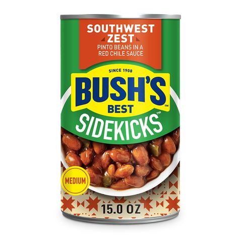 Sizzlin’ Southwest Zest™ Nachos | BUSH’S® Beans Chili Starter, Red Chile Sauce, Chile Sauce, Baked Bean Recipes, Bush Beans, Red Chile, Canned Beans, No Bean Chili, Pinto Beans