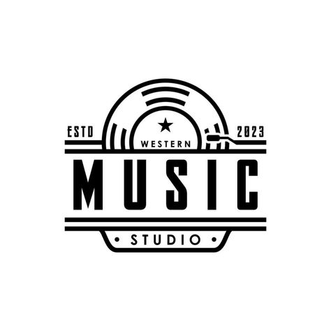 Vinyl Music Record Studio Logo, Vintage Retro Music Studio With Vinyl Disk Record Studio, Logo Vintage, Vinyl Music, Studio Logo, Logo Banners, Cityscape Photos, Music Studio, Retro Music, Marketing Design