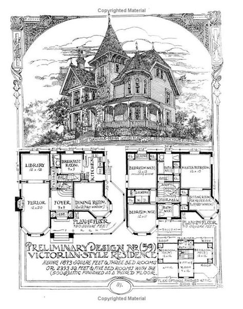 Maid's Rooms, Victorian House Floor Plans, Gothic House Plans, Old Victorian House, Victorian House Plans, Victorian Style House, Vintage House Plans, Casa Vintage, Victorian Houses