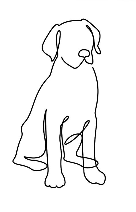 Outline Of A Dog Tattoo, Dog Shilloute Tattoo, Lab Dog Tattoo Outline, Dog Continuous Line Drawing, Lab Line Drawing, Lab Outline Drawing, Line Drawing Of Dog, Lab Silhouette Tattoo, Dog Outline Embroidery