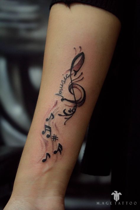 Wörter Tattoos, Music Tattoo Sleeves, Music Notes Tattoo, Tattoo Music, Music Tattoo Designs, Note Tattoo, Inspiration Tattoos, Delicate Tattoo, Music Tattoo