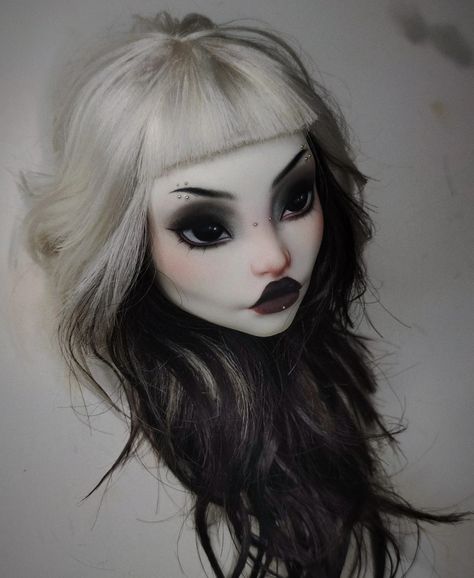 Monster High Ooak Repaint, Monster High Repaint Ooak Art Dolls, Doll Customization Monster High Repaint, Ooak Dolls Monster High, Custom Dolls Repaint, Monster High Hair, Poodle Costume, Monster High Doll Repaint, Doll Customs